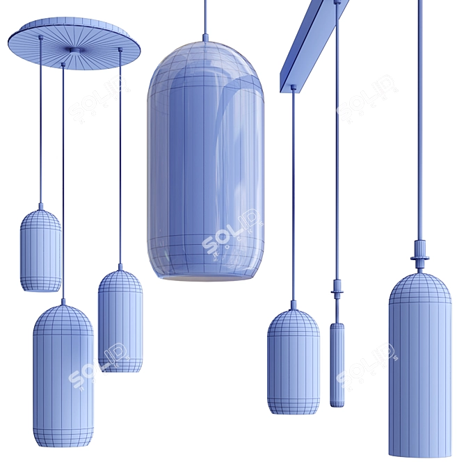 Modern Blown Glass Pendant Lamp 3D model image 5