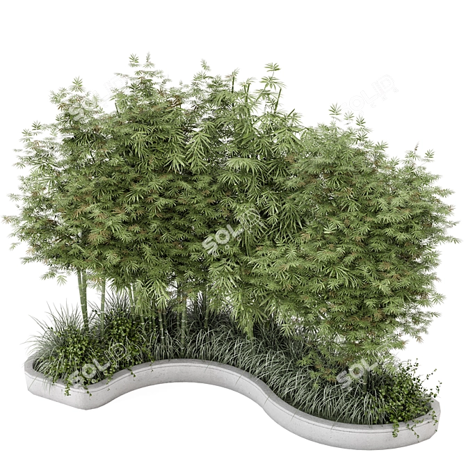 Garden Set Bush Tree 3D 3D model image 2