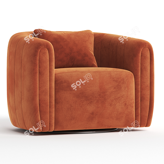 Stylish Velvet Swivel Barrel Chair 3D model image 1