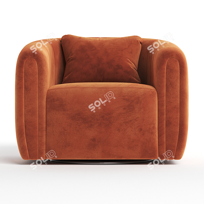 Stylish Velvet Swivel Barrel Chair 3D model image 2