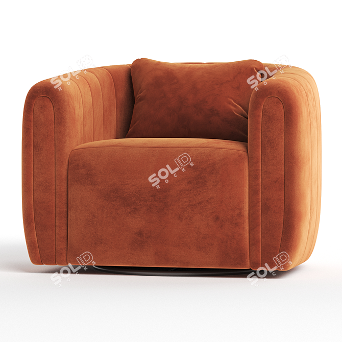 Stylish Velvet Swivel Barrel Chair 3D model image 3