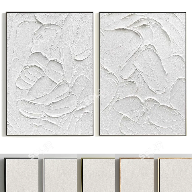 Plaster Dual Photo Frame Set 3D model image 1