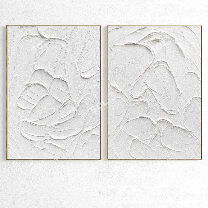 Plaster Dual Photo Frame Set 3D model image 2