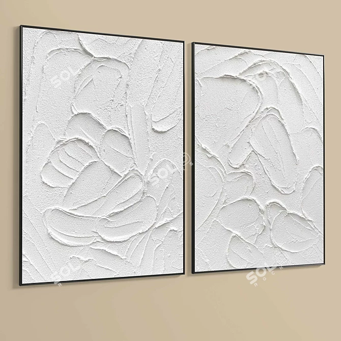 Plaster Dual Photo Frame Set 3D model image 5