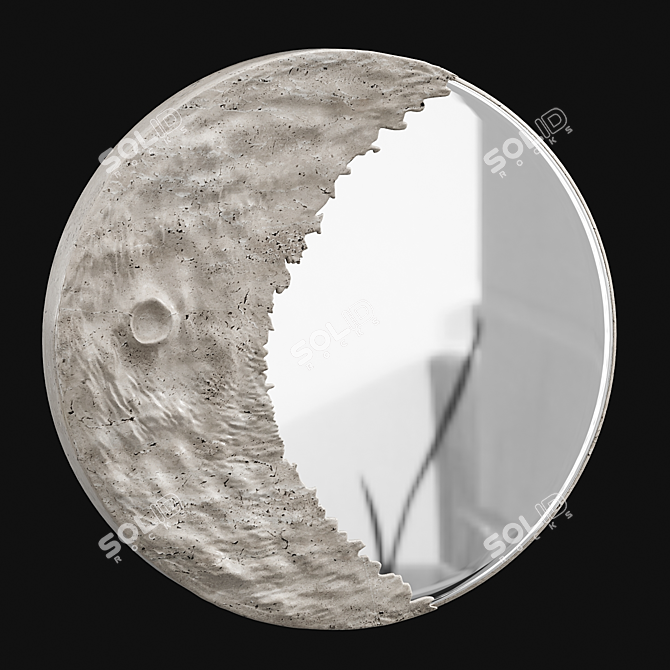 Celestial Silver Moon Art Mirror 3D model image 1