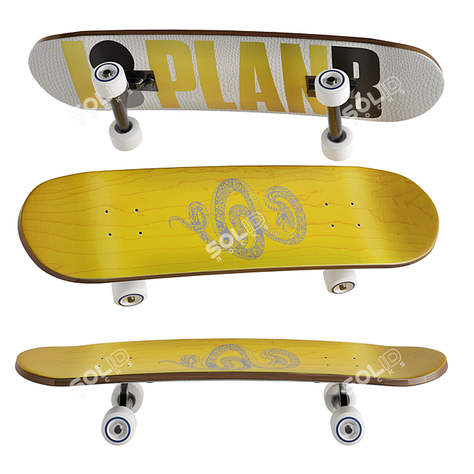 Slick 2016 Skateboard Model 3D model image 1