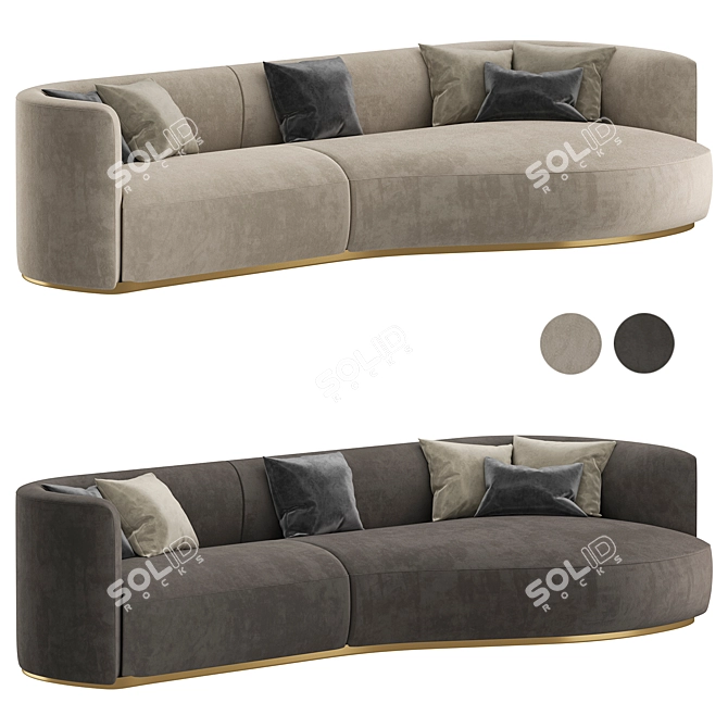 Contemporary Hand-Tailored Sofa in Round Edges 3D model image 1