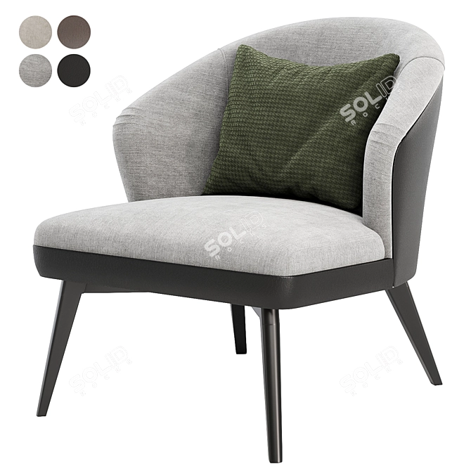 Elegant Velvet Accent Chair 3D model image 2