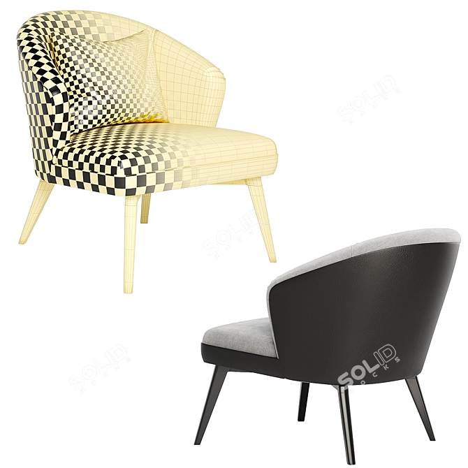 Elegant Velvet Accent Chair 3D model image 4