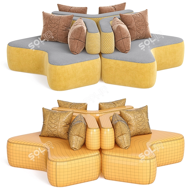 Realistic 3D Cross Sofa Model 3D model image 2