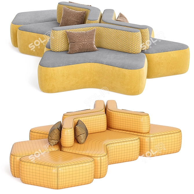 Modular Upholstered Bench CROSS: High-Resolution 3D Model 3D model image 2