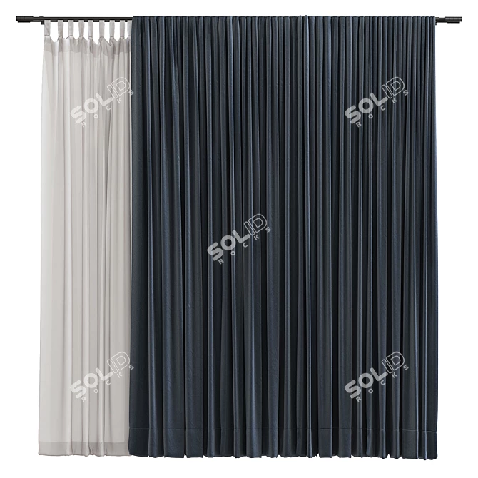 Folded Curtain 3D Model 3D model image 1