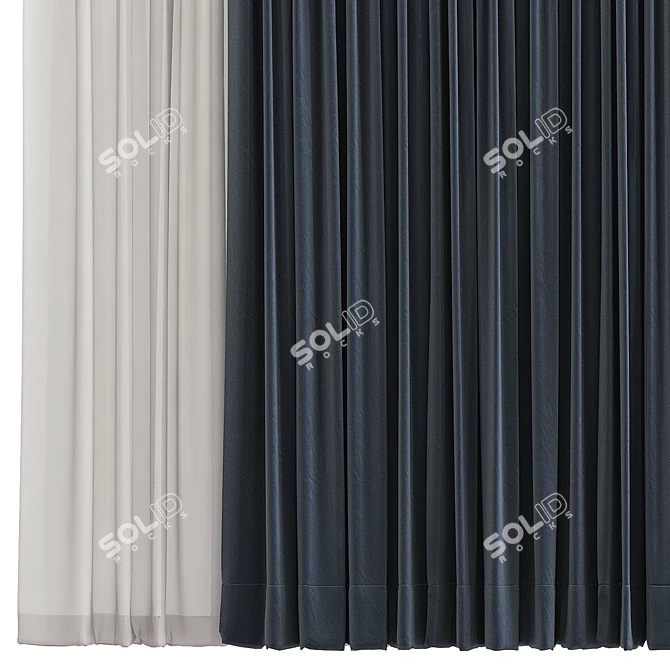 Folded Curtain 3D Model 3D model image 2