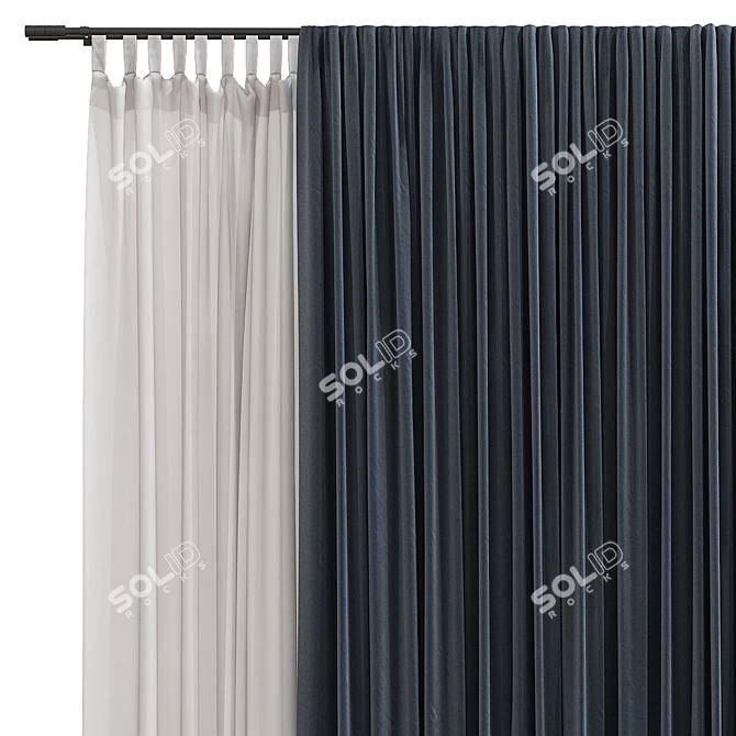 Folded Curtain 3D Model 3D model image 3