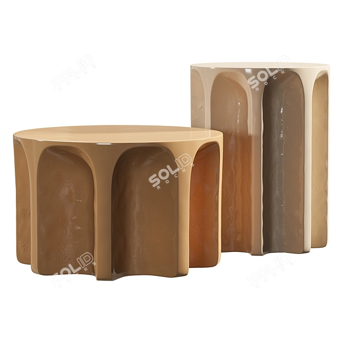 Sculptural Ceramic Coffee Table Art 3D model image 1