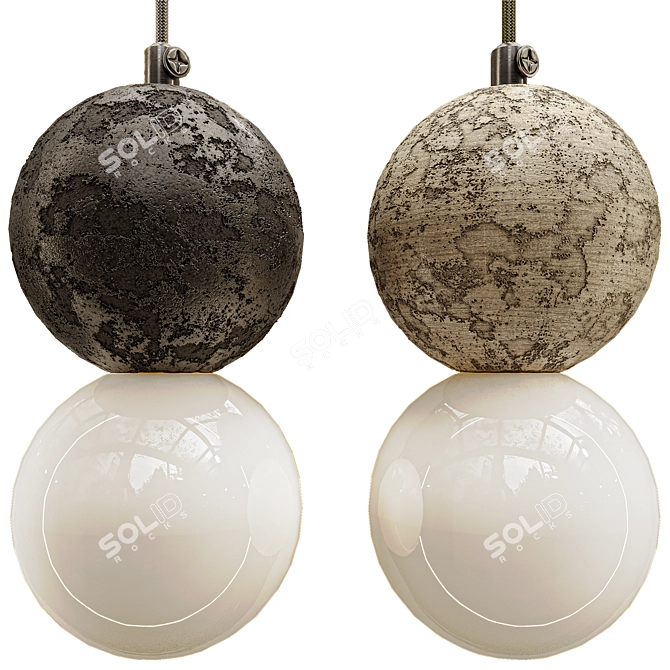 Modern Wood Concrete Pendant Lamp 3D model image 1