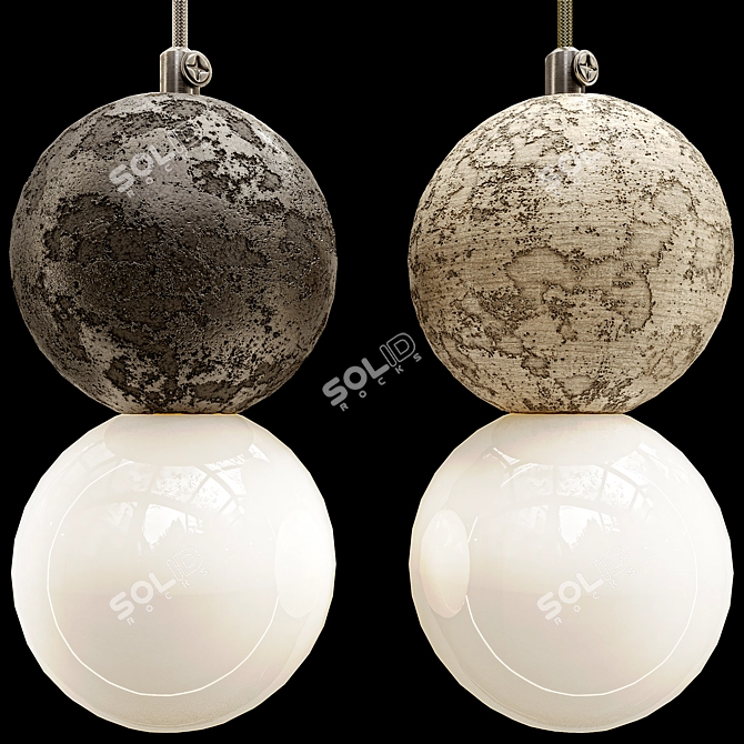 Modern Wood Concrete Pendant Lamp 3D model image 3