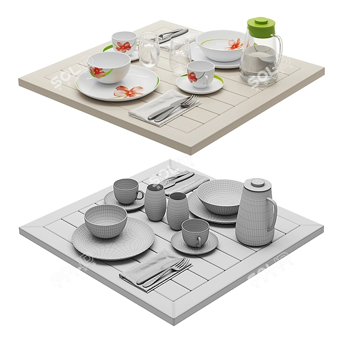 Luminarc "Sweet Impression" Dinnerware Set 3D model image 4