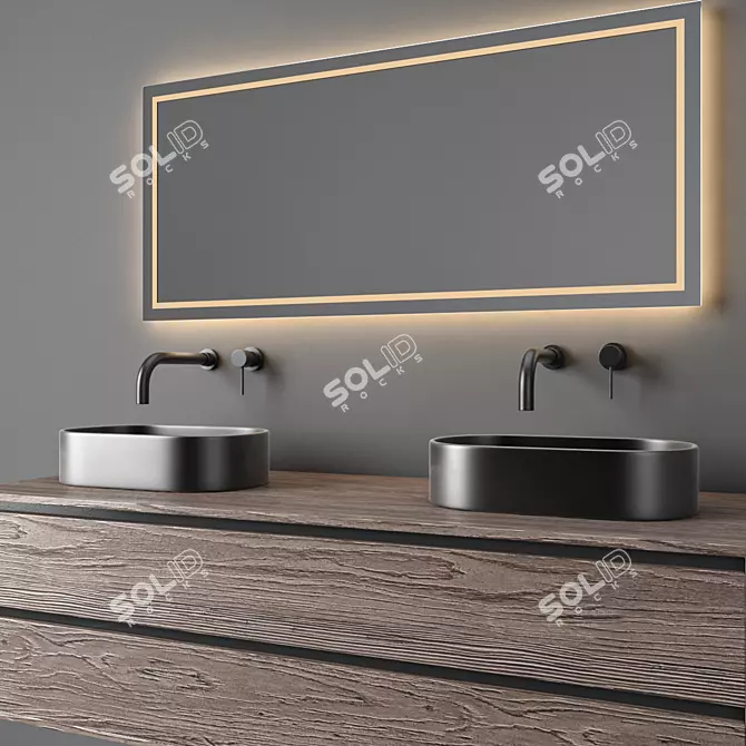 Modern Bathroom Furniture Set 3D 3D model image 2