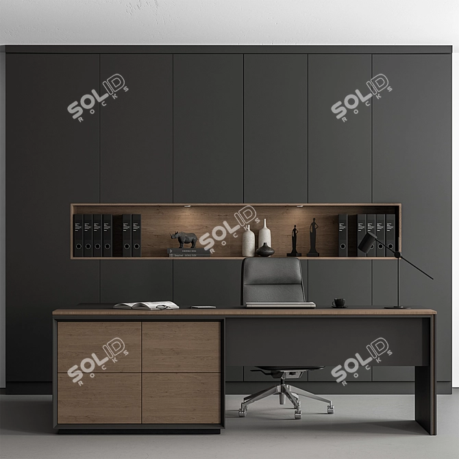 Executive Desk Set, Modern Office 3D model image 1