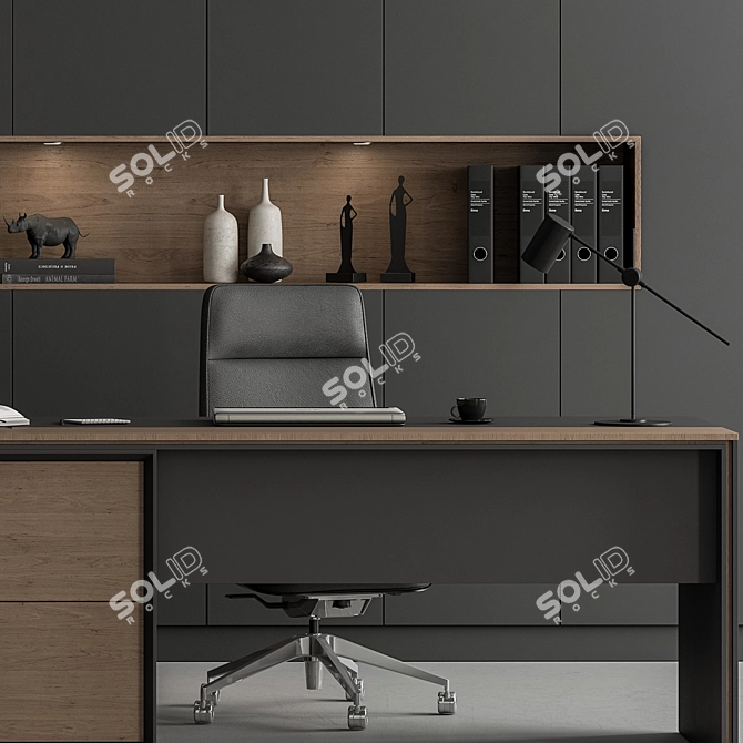 Executive Desk Set, Modern Office 3D model image 2