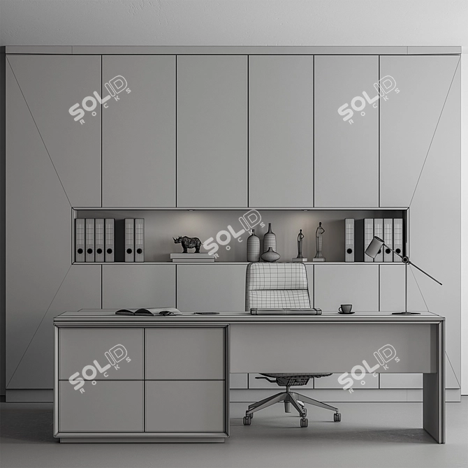 Executive Desk Set, Modern Office 3D model image 3