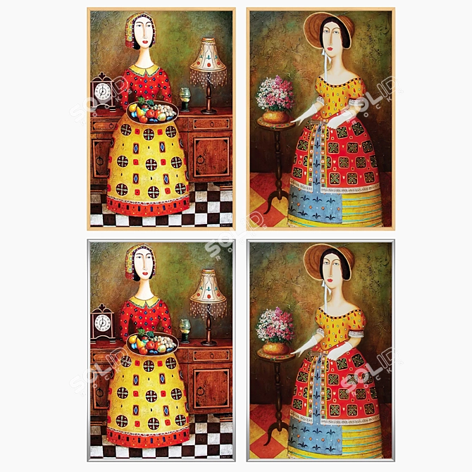 Wall Art Set with Frame Options 3D model image 3