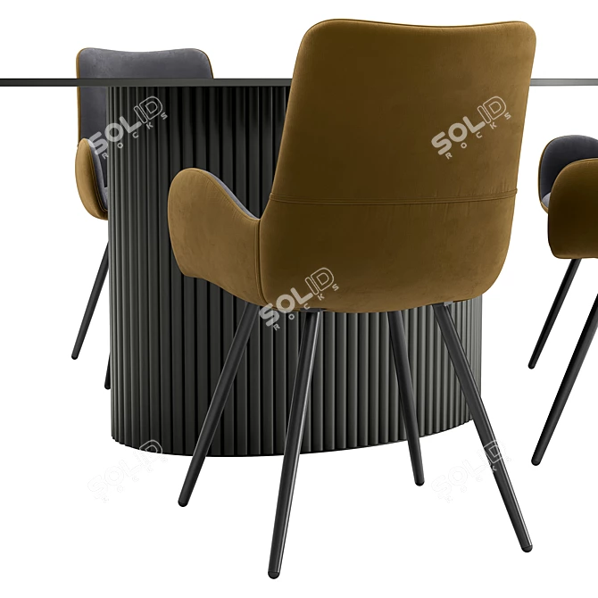 Modern Dining Chairs Set with Table 3D model image 4