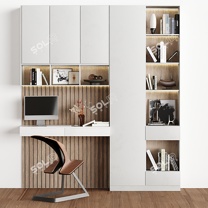 Swivel Velvet Chair with Plants 3D model image 1