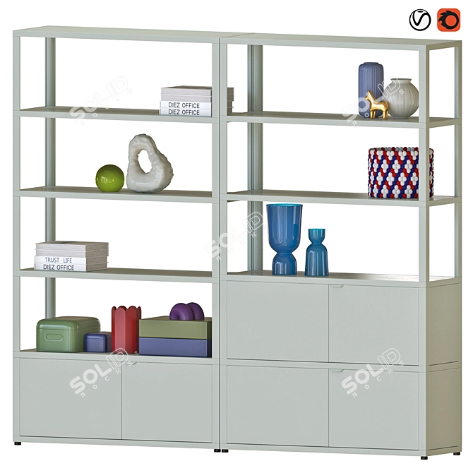 Storage Bookshelf High Modern Design 3D model image 1