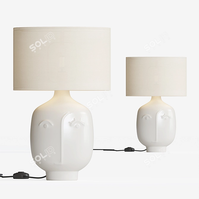 Sleek Ceramic White Table Lamp 3D model image 1