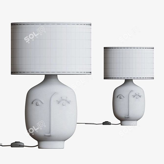 Sleek Ceramic White Table Lamp 3D model image 2