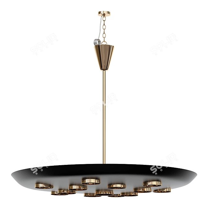 Sleek Black Saucer Pendant 3D model image 1