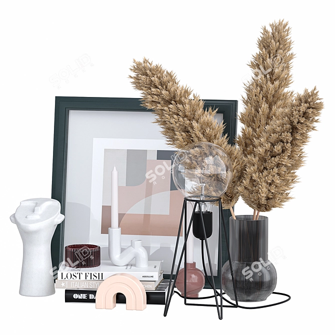 Pampas Grass Decor Set 3D model image 2