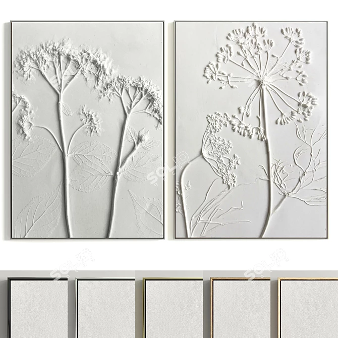 Plaster Dual Photo Frame Set 3D model image 1