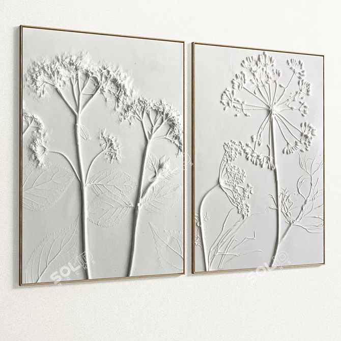 Plaster Dual Photo Frame Set 3D model image 4