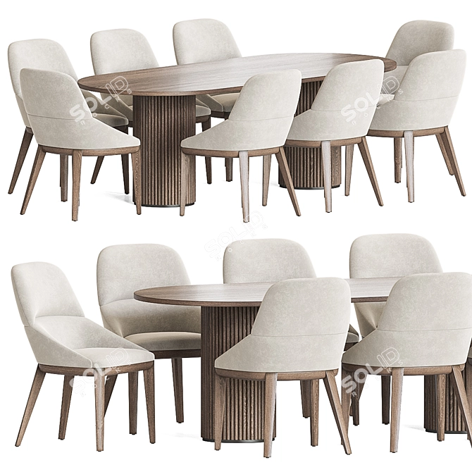 Elegant Queen Chair Dining Set 3D model image 1