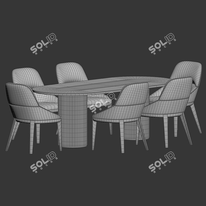 Elegant Queen Chair Dining Set 3D model image 2