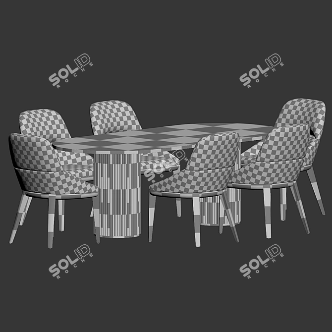 Elegant Queen Chair Dining Set 3D model image 3