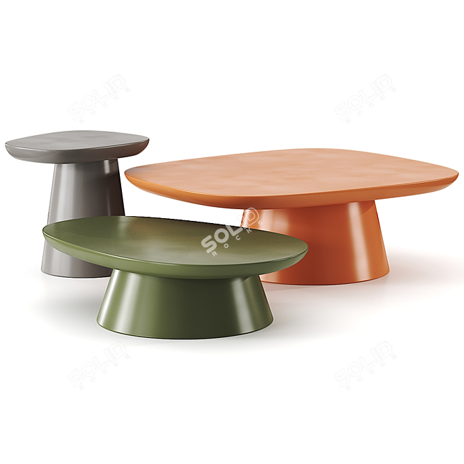 Modern MDF Coffee Table Set 3D model image 2