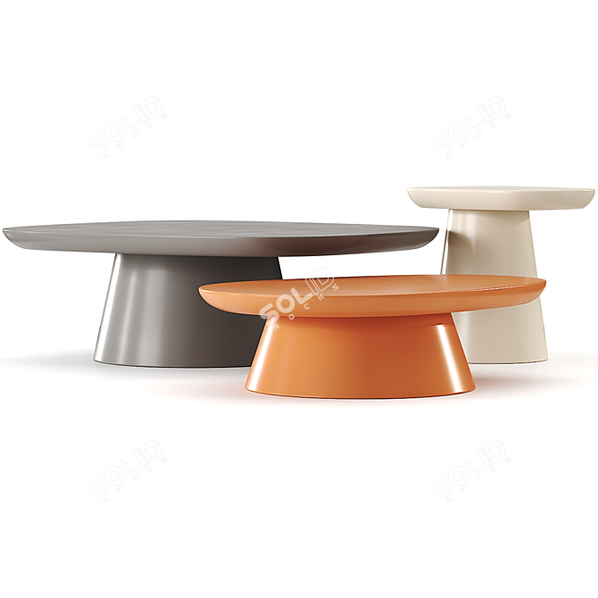 Modern MDF Coffee Table Set 3D model image 3