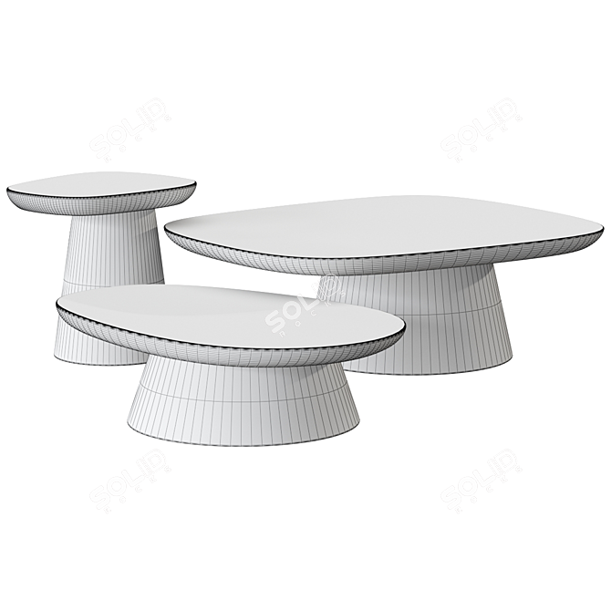 Modern MDF Coffee Table Set 3D model image 5