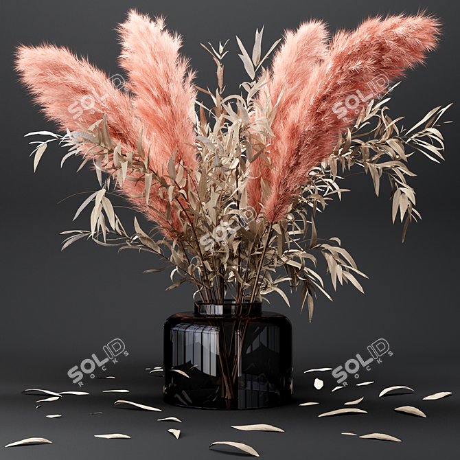 Pampas & Eucalyptus Bouquet 3D model image 1