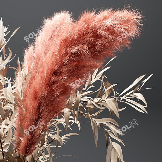 Pampas & Eucalyptus Bouquet 3D model image 2