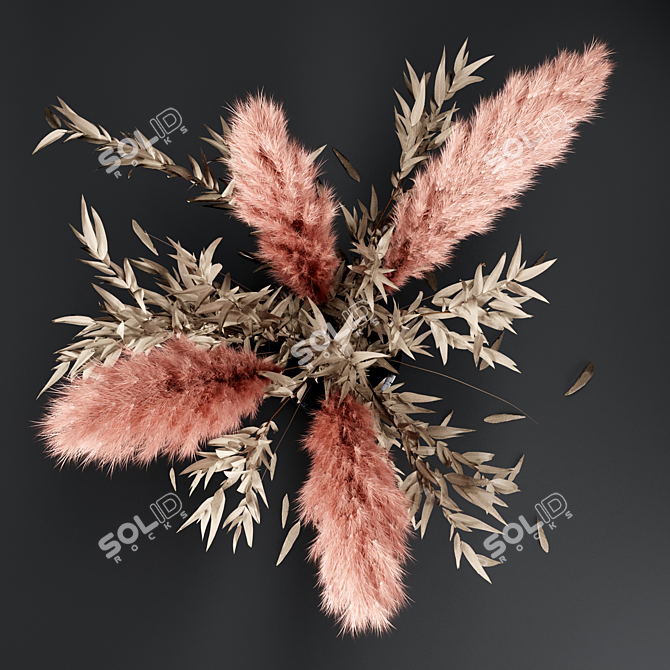 Pampas & Eucalyptus Bouquet 3D model image 4