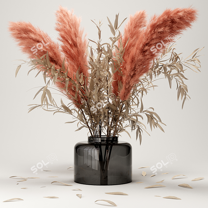 Pampas & Eucalyptus Bouquet 3D model image 6