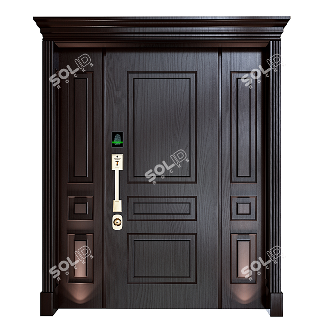 Rustic Wood Exterior Door 3D model image 1