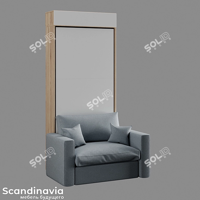 Title: Scandi S Transforming Bed Wardrobes 3D model image 2