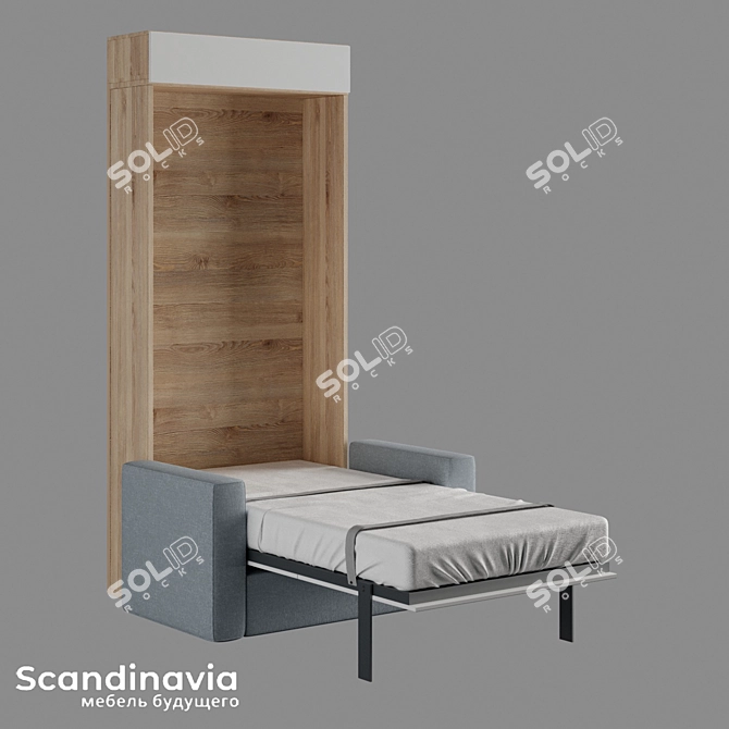 Title: Scandi S Transforming Bed Wardrobes 3D model image 3