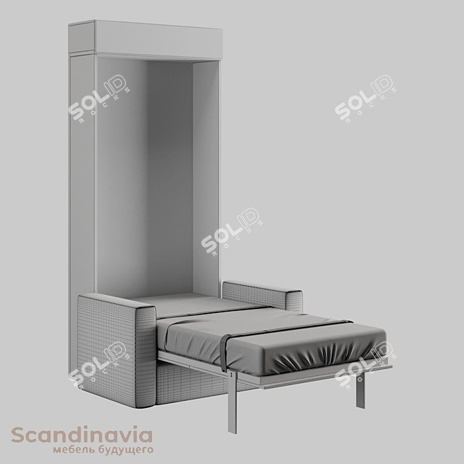 Title: Scandi S Transforming Bed Wardrobes 3D model image 6